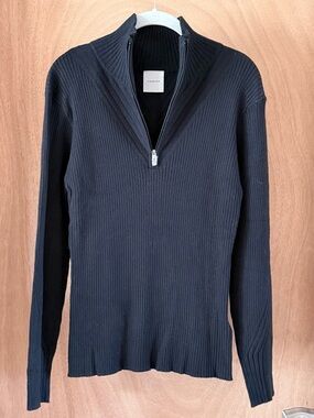 Varley Demi 2.0 Half Zip Top Rib Knit Black Women’s XL Fitted Mock Neck NWOT